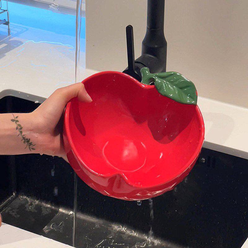 苹果水果盘碗家用陶瓷客厅茶几高颜值零食收纳桌面摆件结婚乔迁礼