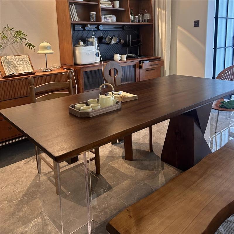 简约家用克力悬浮餐客厅办公亚室桌店木面QEV等实书桌茶台茶桌椅