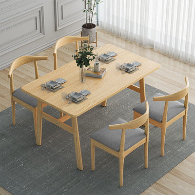 岚海棠餐桌椅组合家用小户型桌子吃饭桌仿实木长方形快餐桌椅公寓