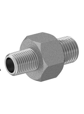 BSPP Male×BSPT Male耐极压316不锈钢六角变径外丝直通 118P165