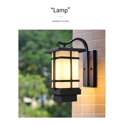 新中式室外壁灯别墅户外灯具铁艺复古过道简约日式阳台墙灯