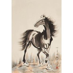 纯手绘徐悲鸿马装饰画国画水墨画办公室画玄关画客厅画壁画山水画