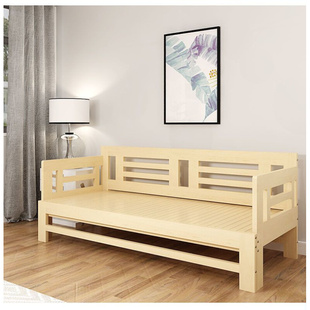 实木沙两发床坐卧用床松木缩床多功能抽拉17伸床推拉折叠沙发床