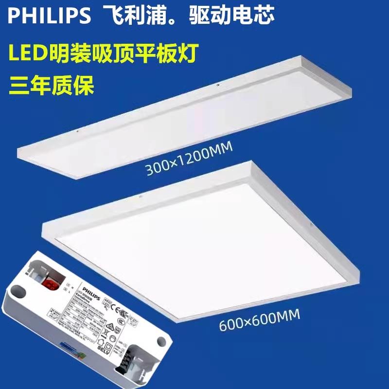 明装LED平板灯600x600吸顶灯300x900x1200石膏板水泥顶吊线面板灯