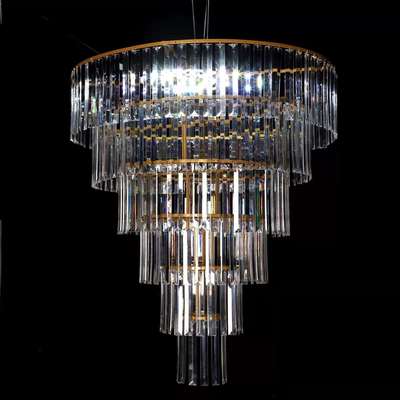 新款婚庆铁艺道具六层亚克力冰条吊顶灯水晶圆环婚礼酒店装饰布置