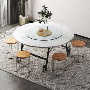 大圆桌家用折叠10人酒店圆形6桌子面板饭店简约12加厚饭桌可移动8