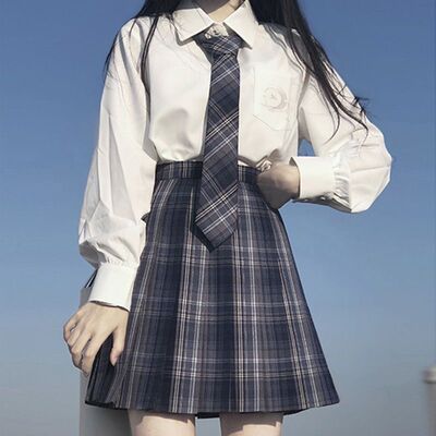 小田町jk2024新款原创月下鹤精致刺绣长袖衬衫女装上衣女衬衣女学