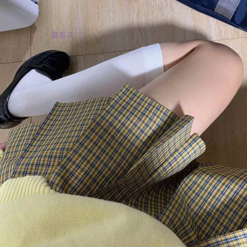 猫看花制服原创格裙【小稚】学