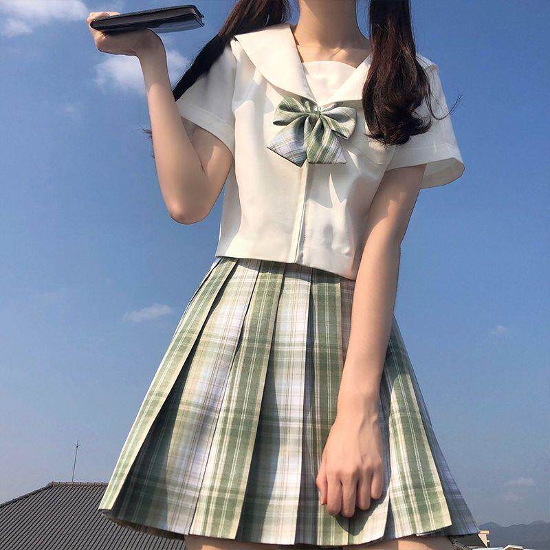 小田町jk原创正版白无本关西襟夏季短袖衬衫水手服制服套装全套