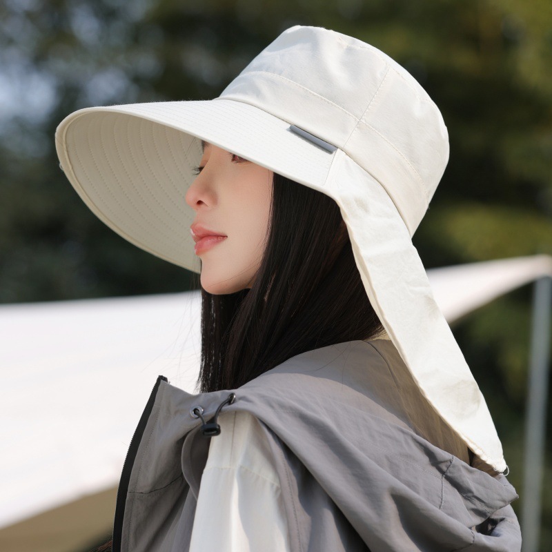 日本品质防晒披肩渔夫帽子女士夏季户外沙滩遮脸太阳帽防紫外线沙