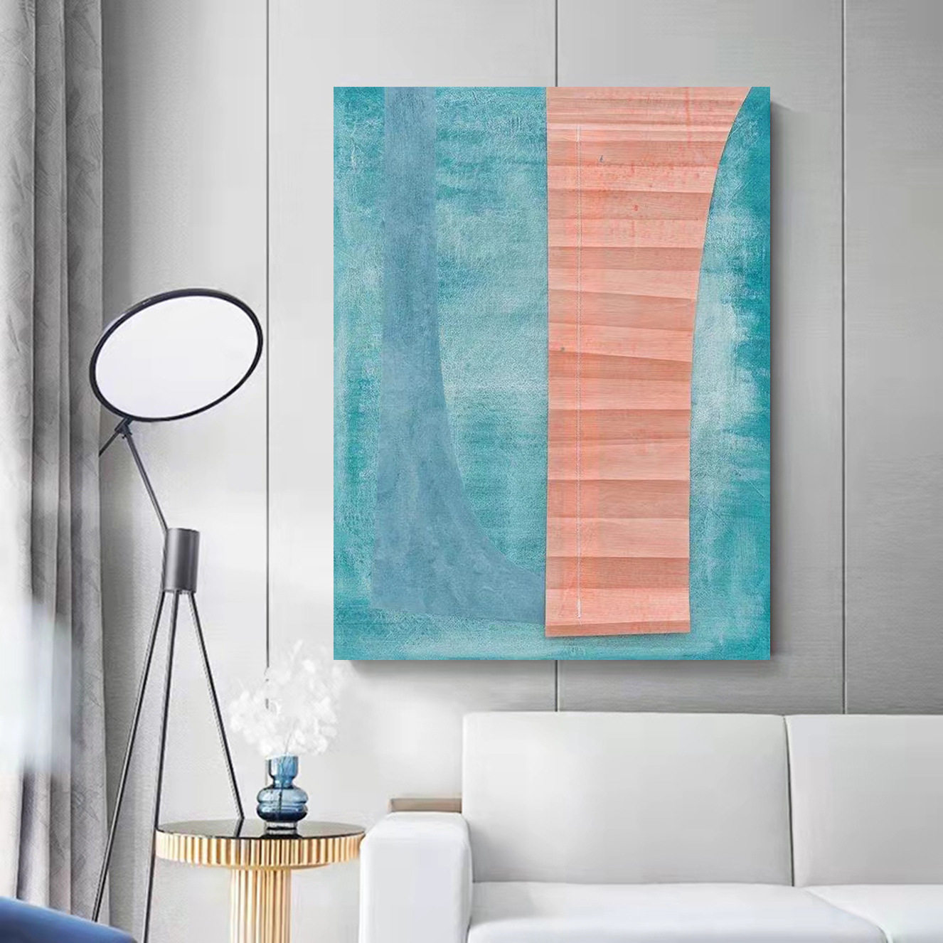 现代简约3D立体抽象客厅沙发背景墙装饰画入户玄关过道手绘装置画
