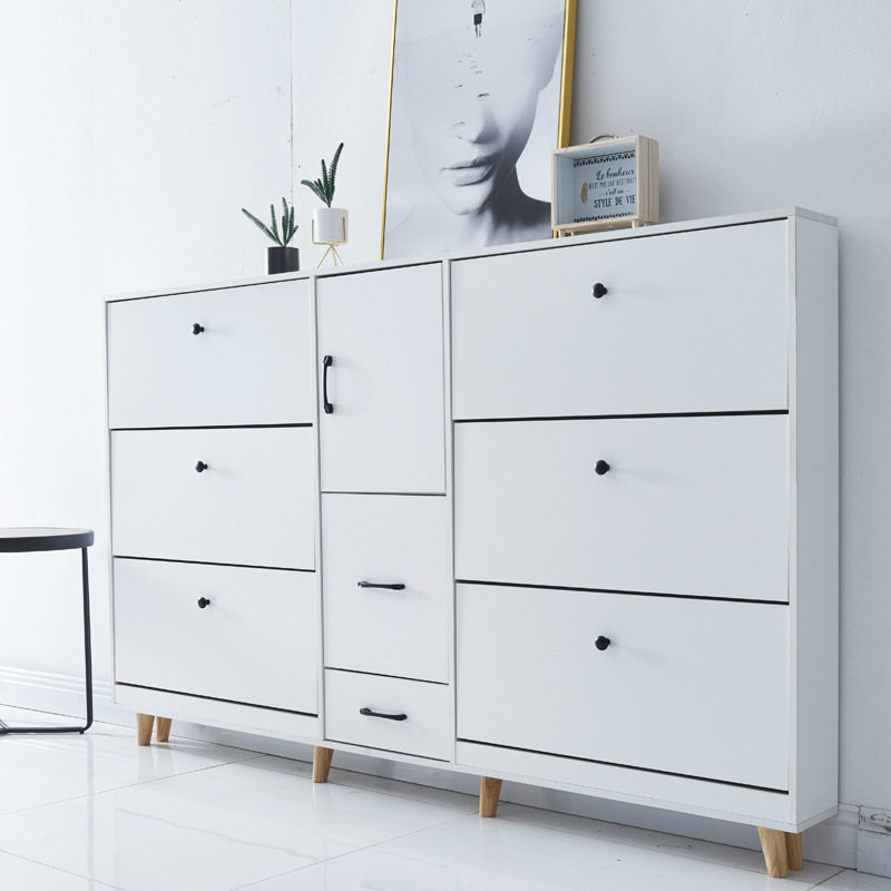 现代简约17cm薄鞋柜家用门口大容量收纳储物奶油风柜支持改订尺寸