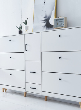 现代简约17cm薄鞋柜家用门口大容量收纳储物奶油风柜支持改订尺寸