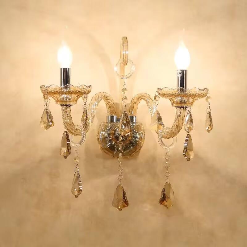 欧式水晶壁灯现代简约客厅餐厅卧室书房壁灯创意Led蜡烛走廊壁灯