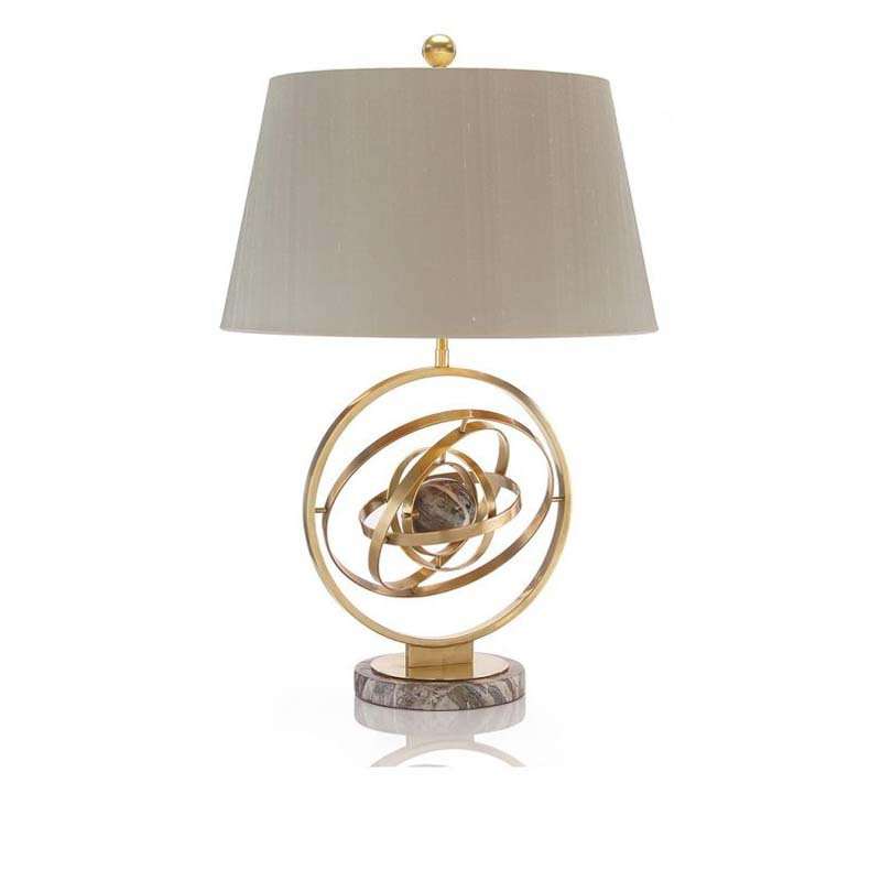 美式简约地球仪个性铁艺创意客厅卧室书房样板房大理石底座台灯