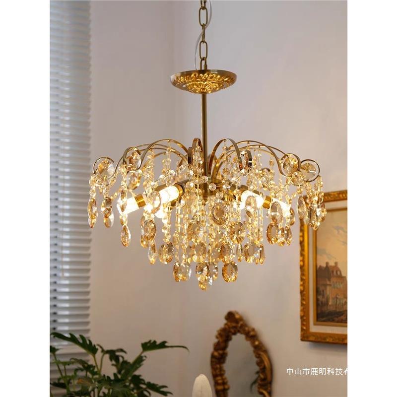 法式复古浪漫水晶吊灯主客厅灯具美式中古宫廷风卧室餐厅轻奢灯饰