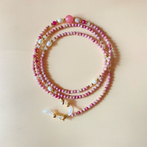 天然粉蔷薇眼镜链时尚浪漫女士挂脖项链长款墨镜挂绳百搭眼镜配饰