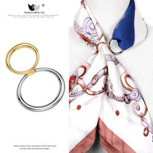 2023新款简约圆形双色丝巾扣环小方巾扣百搭神器高档配饰固定扣女