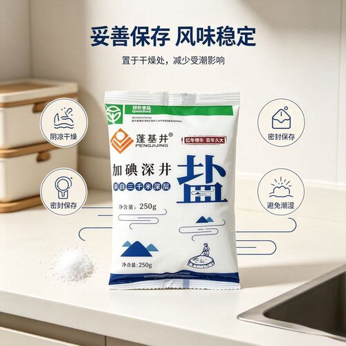250g加碘深井盐家用炒菜炖菜细盐厨房调味品食用盐