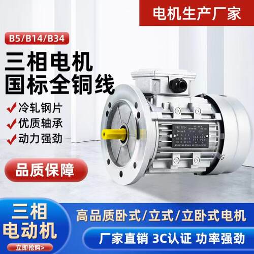 B5三相异步电动机YS7124/0.18KW铝壳电机2/4级380V铜线立式马达