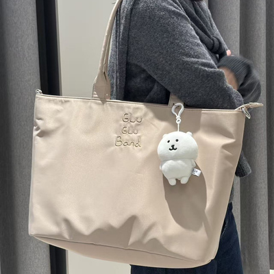 ins尼龙防水电脑托特包单肩包女