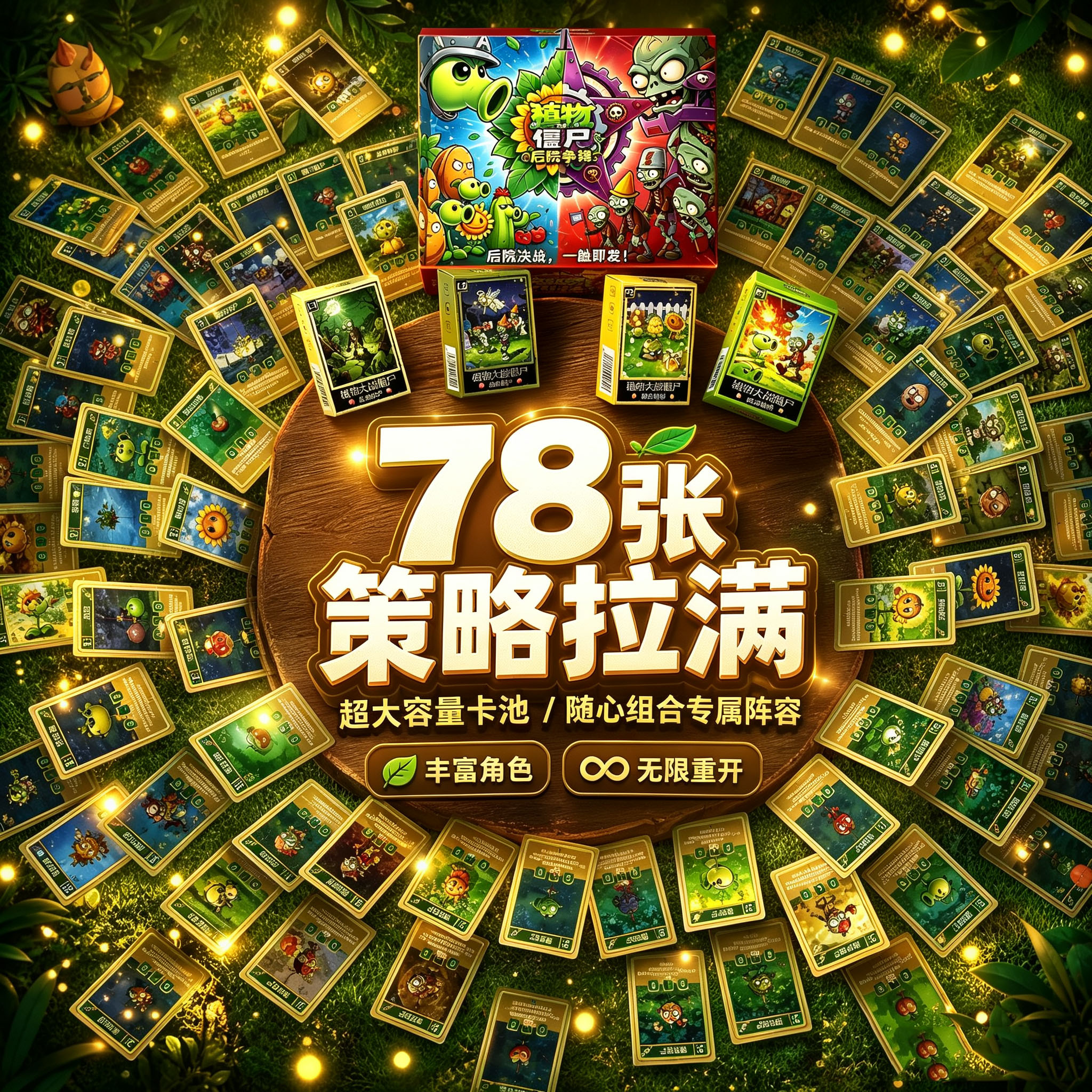 植物大战僵尸正版桌游儿童游戏卡