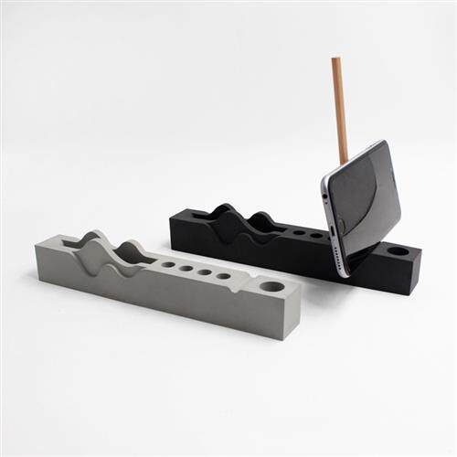 波浪山形笔筒文具摆件模具水泥清水混凝土办公收纳笔筒硅胶模具