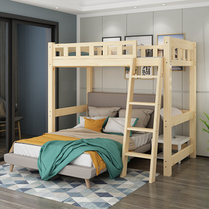 直销高架床实木双层床上下铺成人现代简约省空间多功能组合儿童高