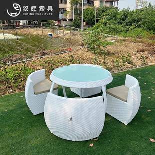 户外南户瓜25-04-07桌椅庭院宿露防水民防晒藤编圆形创意收纳外茶