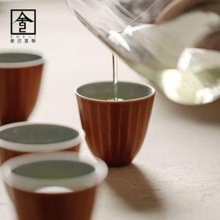 手工 舍己宜物矾红茶杯条纹品茗杯单杯家用主人杯功夫茶杯茶具套装