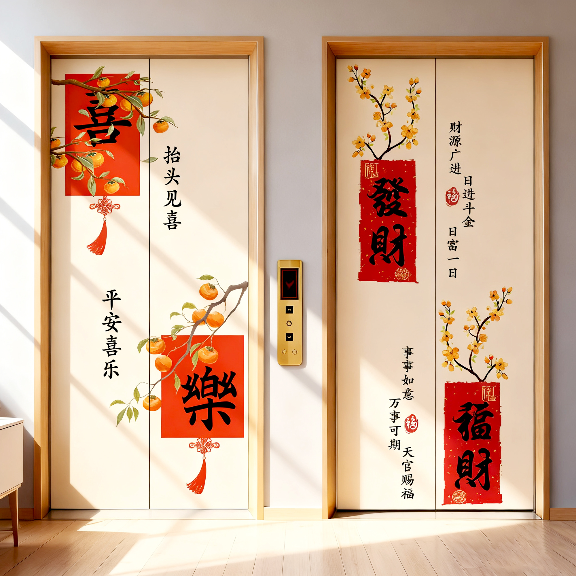 【速发】中国风新年电梯门贴纸