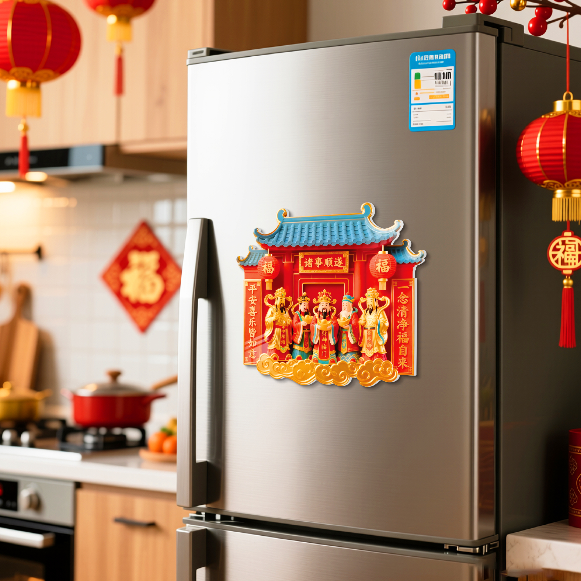 2026马新年五路财神磁吸冰箱贴