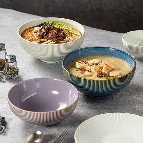 稻森陶瓷窑变釉下彩面碗大号汤碗