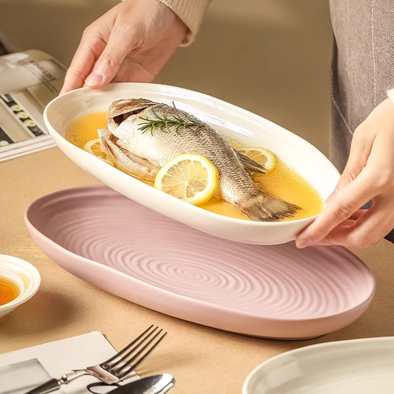 纯白瓷鱼盘菜盘家用餐盘高级感轻奢深盘汤盘高温釉下彩盘子蒸鱼盘,餐饮具,盘,淘宝优惠券,粉丝福利购,淘宝优惠卷