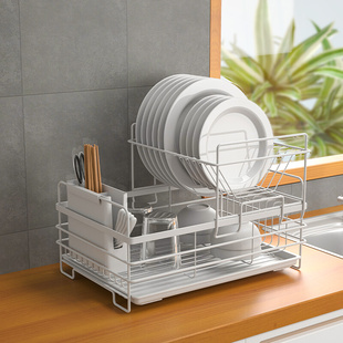 双层碗盘收纳放碗碟碗架台式 宽款 置物架放碗沥水架厨房水槽沥水篮