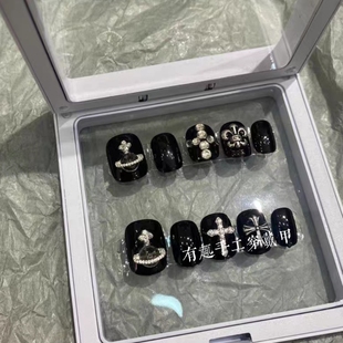 酷炫土星手工穿戴甲西太后克罗可爱甜酷手美甲贴片ins男女短款 y2k