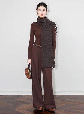 2513606-100%超细美丽诺羊毛流苏厚款围巾披肩加长保暖百搭围脖女