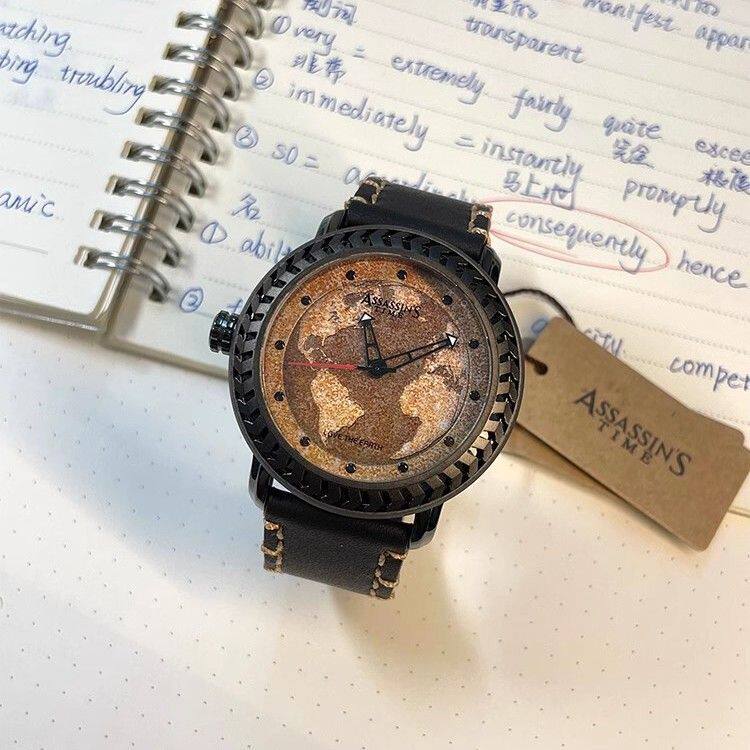 时间刺客手表女2025新款防水学生高颜值小众复古中性地球手表男