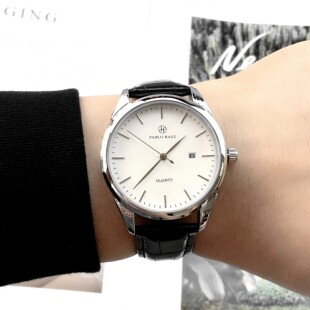 PABLO RAEZ简约时尚青年男士休闲真皮防水日历腕表准时学生表礼物