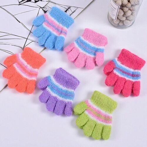 男女宝宝手套保暖加绒毛绒五指男