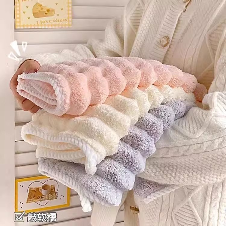 高档珊瑚绒毛巾洗脸用吸水不掉毛条纹家用成人擦头速干擦脸洗澡巾