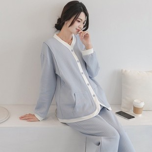 月子服春秋纯棉产后空气棉哺乳喂奶睡衣大码 200斤11月2冬孕期加厚