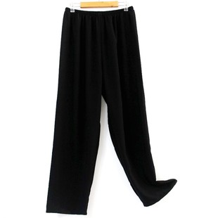 直筒女士休闲裤 松紧腰九分裤 薄款 大码 夏 绵绸黑色宽松男士 棉绸睡裤