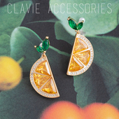 硅胶螺丝树脂无耳洞耳夹小众高级感个性 清新黄柠檬片耳钉适合春夏