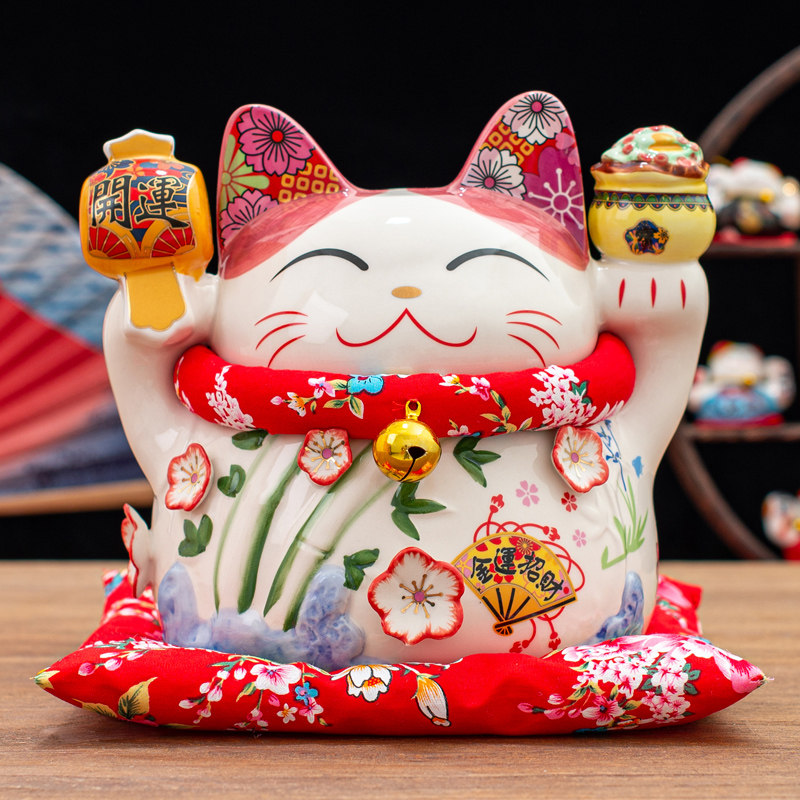 招财猫小摆件店铺k开业礼品前台收银柜台摆件家居客厅装饰陶瓷存