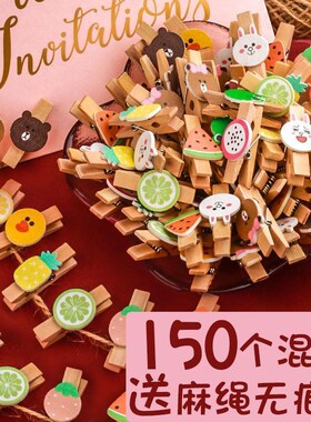 照片墙挂绳房间装饰留言夹个性y相片相框无痕钉布置小木夹悬挂组