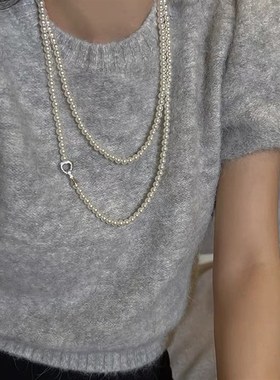 媛优 多种戴法长款经典白珍珠万能扣长款项链轻奢高级感毛衣链女
