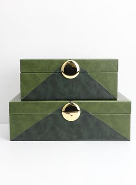 新中式绿茶e色收纳盒样板房售楼部卧室书房客厅餐厅桌面玄关饰品