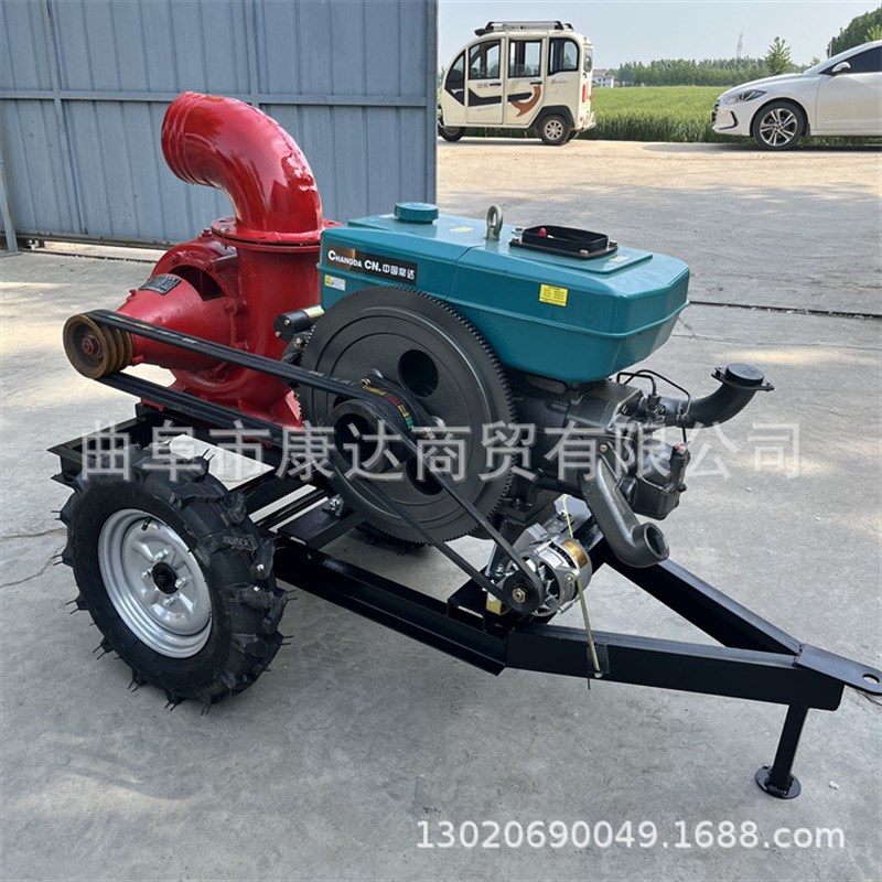 拖车款抽水泵图片柴油机带动水E泵6寸8寸排水泵工地抽水机