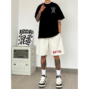 宽松休闲重磅青少年运动短裤 大码 美式 男夏季 300斤潮牌高街五分裤